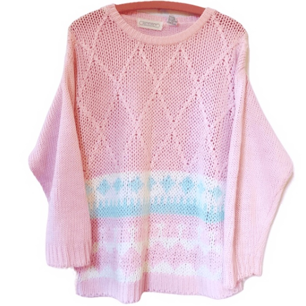 Vintage Pastel Open Knit Fairy Kei Sweater